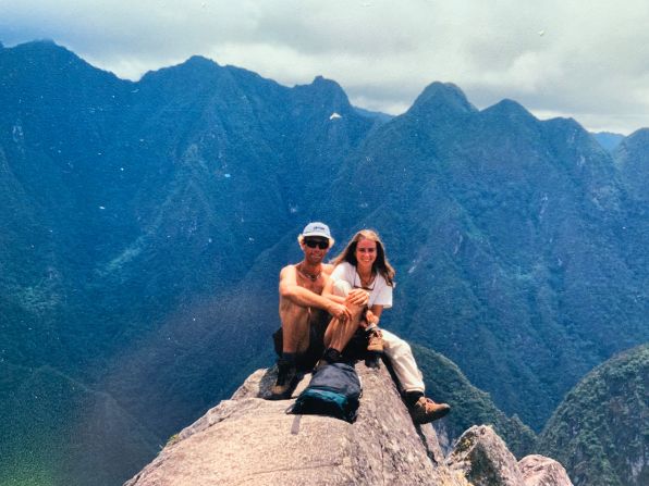 <strong>Against the odds:</strong> Both hotels turned out to be closed. Tracy wrote a note and jammed it into the door of the second hotel, which luckily Tim spotted. Tracy and Tim were able to reunite against the odds. Here they are later in 1996 at Machu Picchu, Peru.