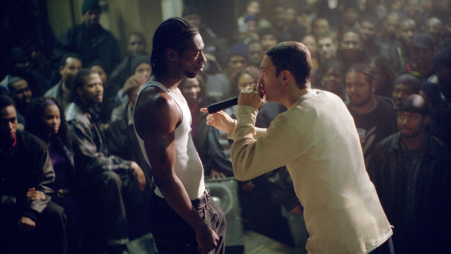 Nashawn Breedlove (left), alongside Eminem in the movie "8 Mile" 