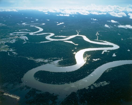 <strong>Adventure on the Amazon: </strong>An aerial view of the Amazon River near Iquitos, in Peru's Loreto Region. In 2024, an expedition group will set out to travel a 7,000-kilometer (4,350-mile) Amazon River course through Peru, Colombia and Brazil. 