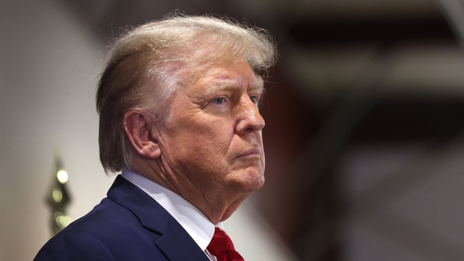 Former President Donald Trump arrives for a rally in Maquoketa, Iowa, on September 20, 2023. 