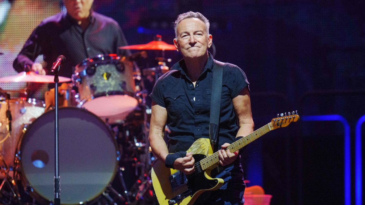Bruce Springsteen performs on stage at Parken in Copenhagen, Denmark, on July 11.