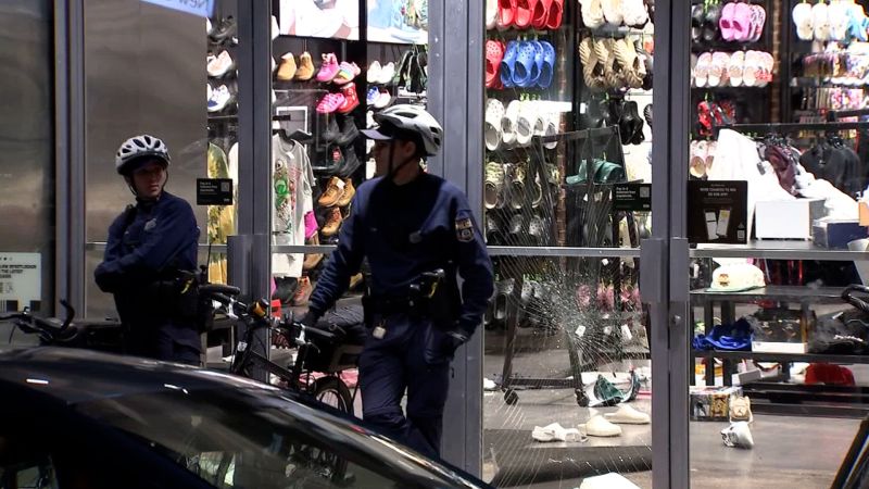 Повече от дузина души бяха арестувани, след като множество магазини бяха ограбени около Филаделфия, казва полицията