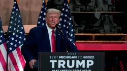 Former President Donald Trump speaks in Michigan on September 27.