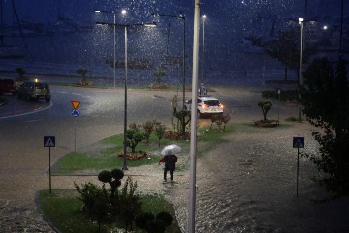 The flooded city of Volos after storm Elias hit on September 27.