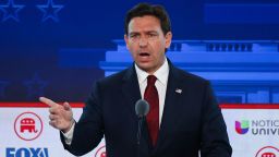 Florida Gov. Ron DeSantis speaks during the second Republican candidates' debate of the 2024 U.S. presidential campaign at the Ronald Reagan Presidential Library in Simi Valley, California, U.S. September 27, 2023. 