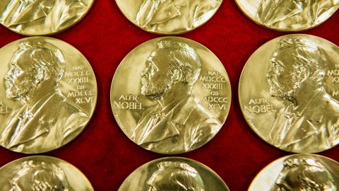 Nobel Prize medals are pictured at the end of the production on October 29, 2019 in Eskilstuna, Sweden. - The Nobel Prize awards ceremonies will take place on December 10, the anniversary of the death of the founder of the prize, Swedish industrialist and philanthropist Alfred Nobel. (Photo by Jonathan NACKSTRAND / AFP) (Photo by JONATHAN NACKSTRAND/AFP via Getty Images)