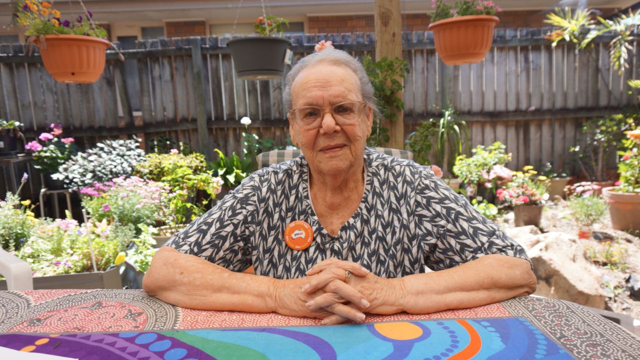 Aunty Ruth Hegarty, 94, grew up in the girls' dormitory in Cherbourg after being separated from her mother when she started school.