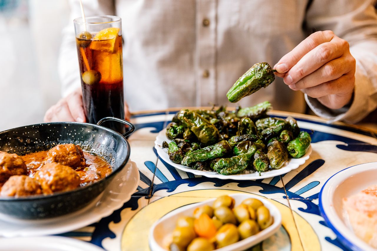 Pimientos de Padrón are a popular tapas item.