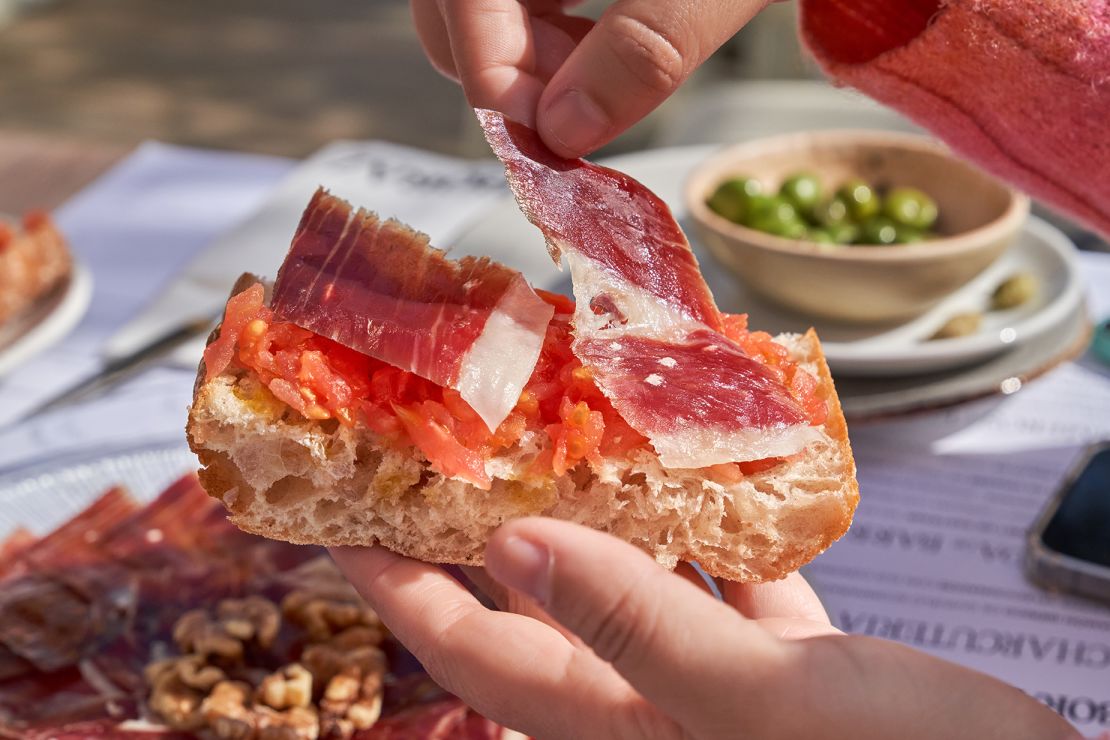 Iberian jamón on crusty bread is a thing of beauty.