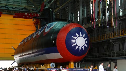 Taiwan has unveiled the island's first domestically built submarine, "Narwhal", at the submarine's shipyard in the southern Taiwanese city of Kaohsiung, in Kaohsiung, Taiwan on September 28, 2023.