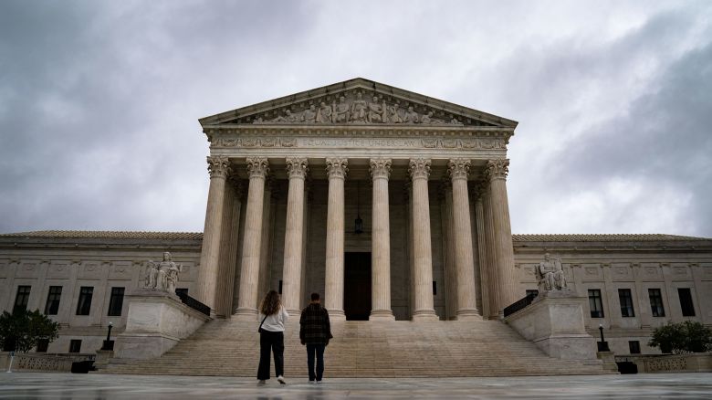 People visit the plaza in front of the Supreme Court of the United States on Wednesday, Oct. 5, 2022 in Washington, DC. 