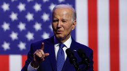 President Joe Biden delivers remarks on democracy during an event honoring the legacy of late US Sen. John McCain at the Tempe Center for The Arts in Tempe, Arizona, on Thursday.