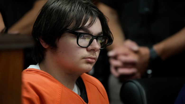 Ethan Crumbley sits in court, on Thursday, July 27, 2023, in Pontiac, Michigan.