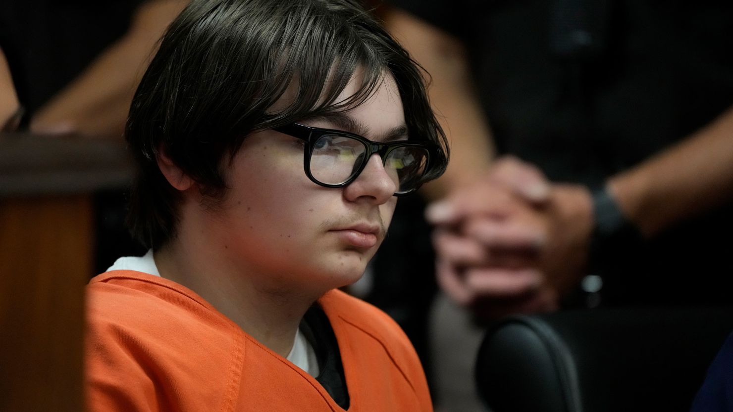 Ethan Crumbley sits in court on July 27 in Pontiac, Michigan.