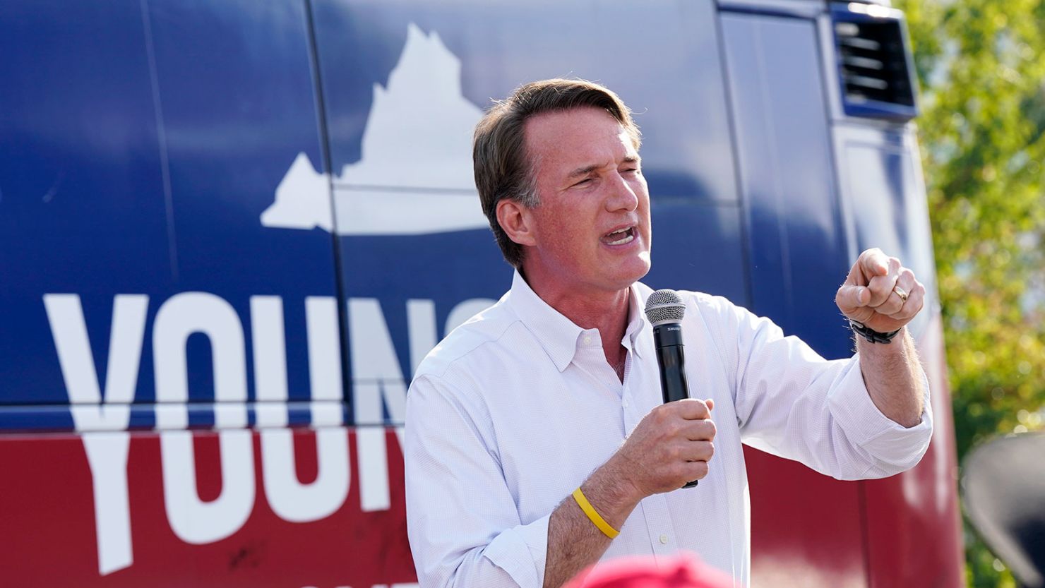 Virginia Gov. Glenn Youngkin addresses the crowd during an early-voting rally in Petersburg on September 21, 2023.