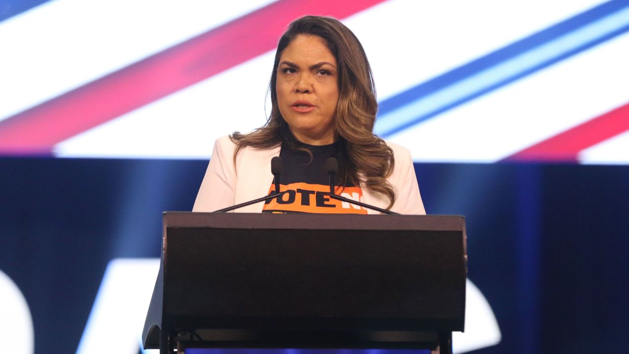 Senator Jacinta Nampijinpa Price at a Conservative Political Action Conference
in August 2023.
