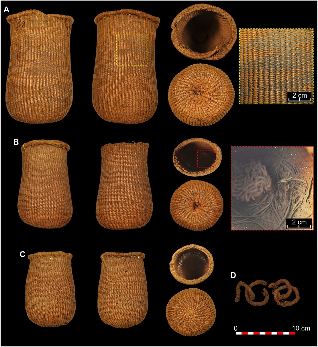 Baskets were also found in the cave.