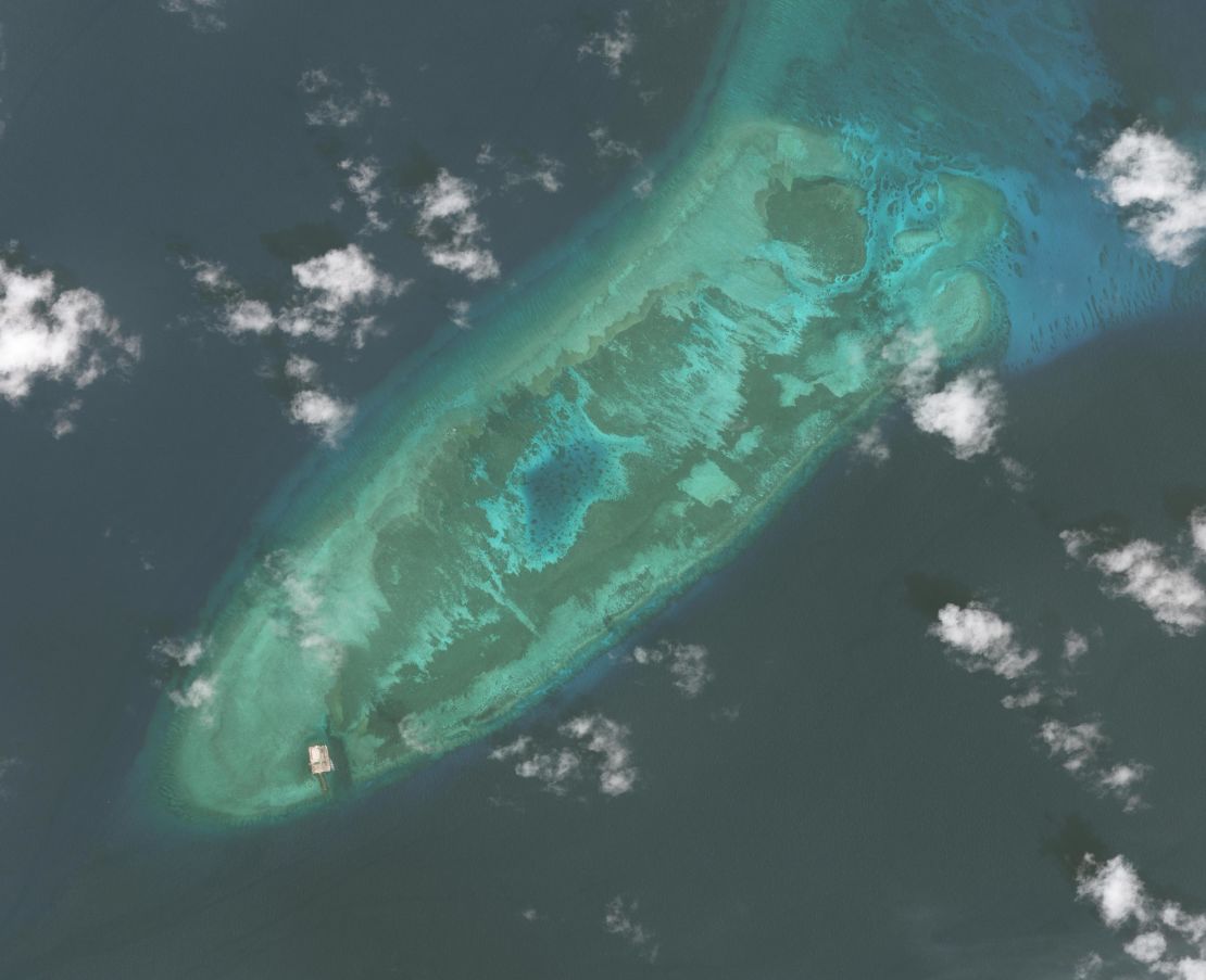 Satellite image of Fiery Cross Reef in the Spratly Islands group captured on March 29, 2009.