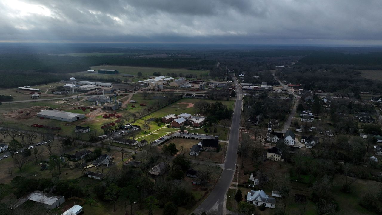 La ciudad natal de Carter, Plains, se ve en febrero desde el cielo.