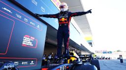 SUZUKA, JAPAN - SEPTEMBER 24: Race winner Max Verstappen of the Netherlands and Oracle Red Bull Racing celebrates in parc ferme during the F1 Grand Prix of Japan at Suzuka International Racing Course on September 24, 2023 in Suzuka, Japan. (Photo by Mark Thompson/Getty Images)