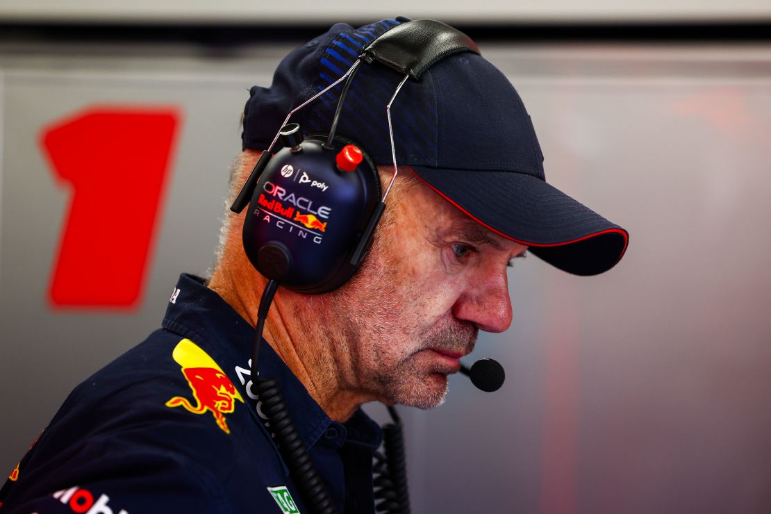 ZANDVOORT, NETHERLANDS - AUGUST 25: Adrian Newey, the Chief Technical Officer of Red Bull Racing looks on in the garage during practice ahead of the F1 Grand Prix of The Netherlands at Circuit Zandvoort on August 25, 2023 in Zandvoort, Netherlands. (Photo by Mark Thompson/Getty Images)