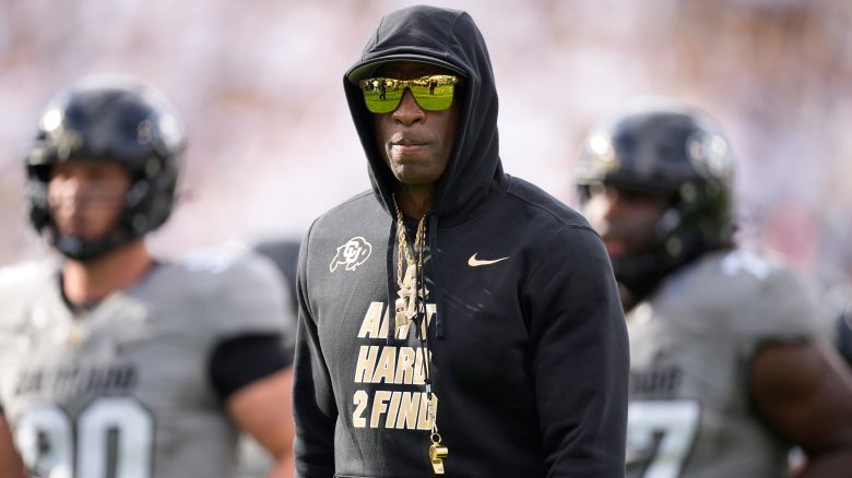 Colorado head coach Deion Sanders heads into the locker room after players warmed up before an NCAA college football game against Southern California, Saturday, September 30, 2023, in Boulder, Coloradi.