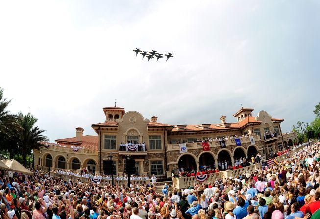 Residents stock up on supplies and hunker down for a week of partying during the tournament, enjoying private seating and a host of events, such as a military appreciation day held at the iconic TPC Sawgrass clubhouse.