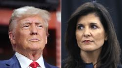 Former President Donald Trump, left, and  Republican Presidential Candidate Nikki Haley. 