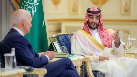 US President Joe Biden and Saudi Crown Prince Mohammed bin Salman meet at Al Salman Palace upon Biden's arrival to Jeddah, Saudi Arabia in July 2022.