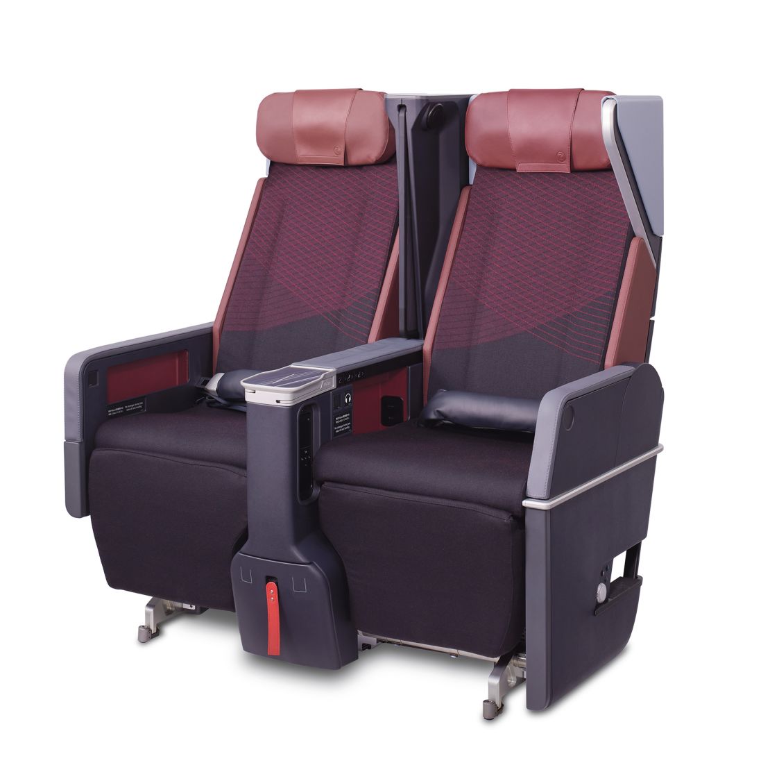 The new JAL premium economy seats have privacy partitions and electronic leg rests.