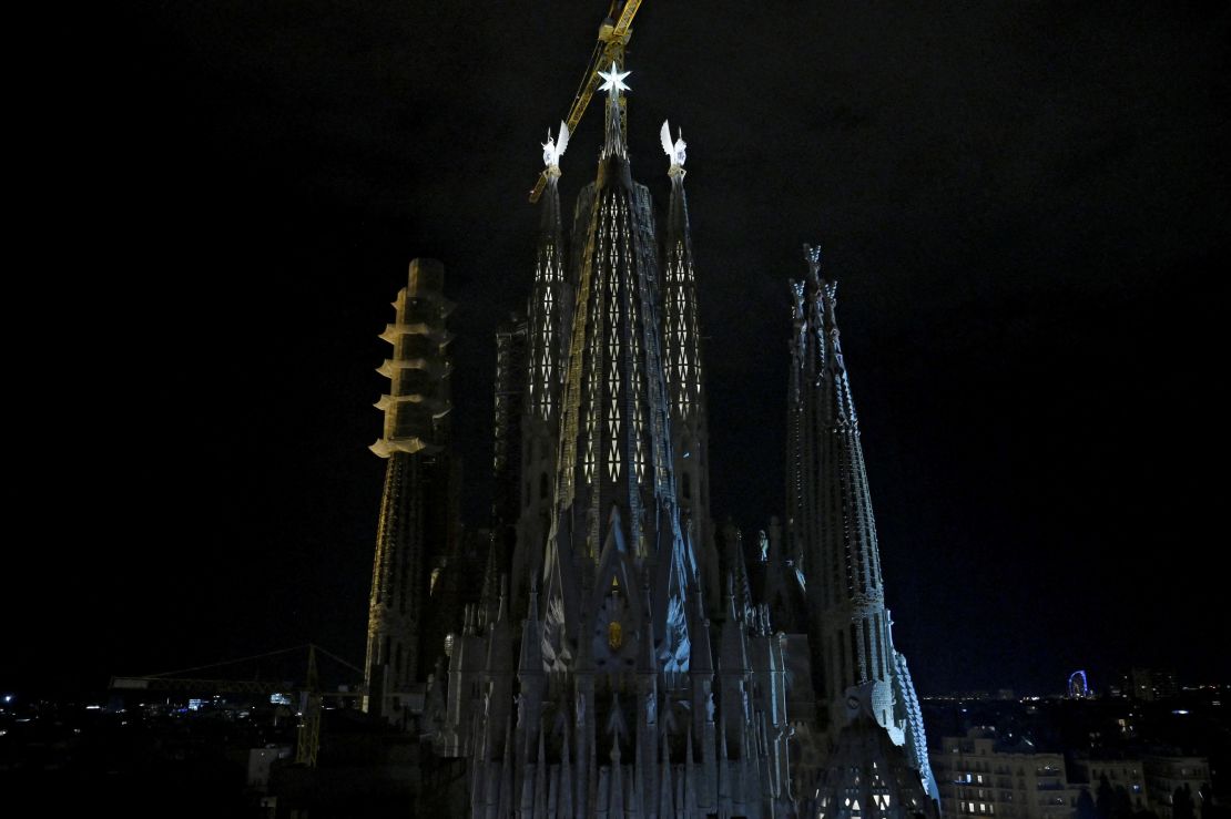 The tower of the Virgin Mary was completed with a huge, 12-point star in December 2021.