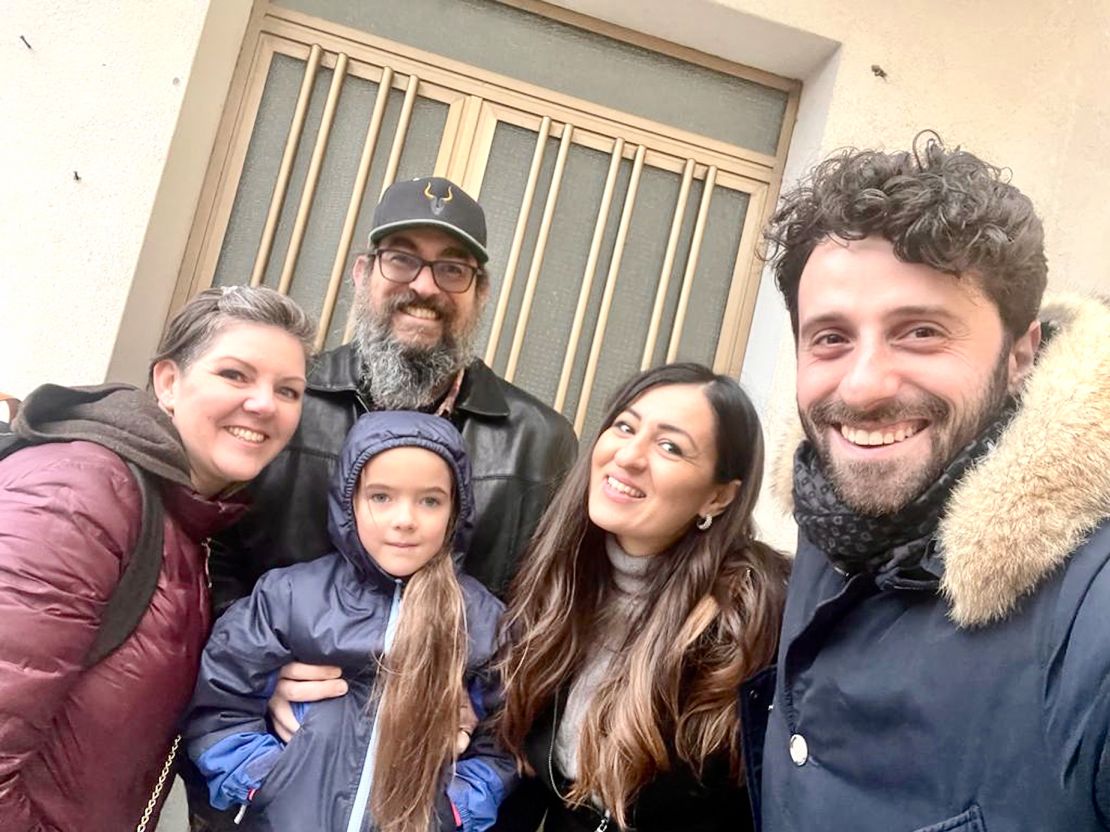 The couple with their daughter Lidia, the town's deputy mayor Vincenzo Castellano, far right and his assistant Mariangela Tortorella.