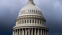 Dark clouds hang above the US Capitol dome on Monday, September 25, 2023.
