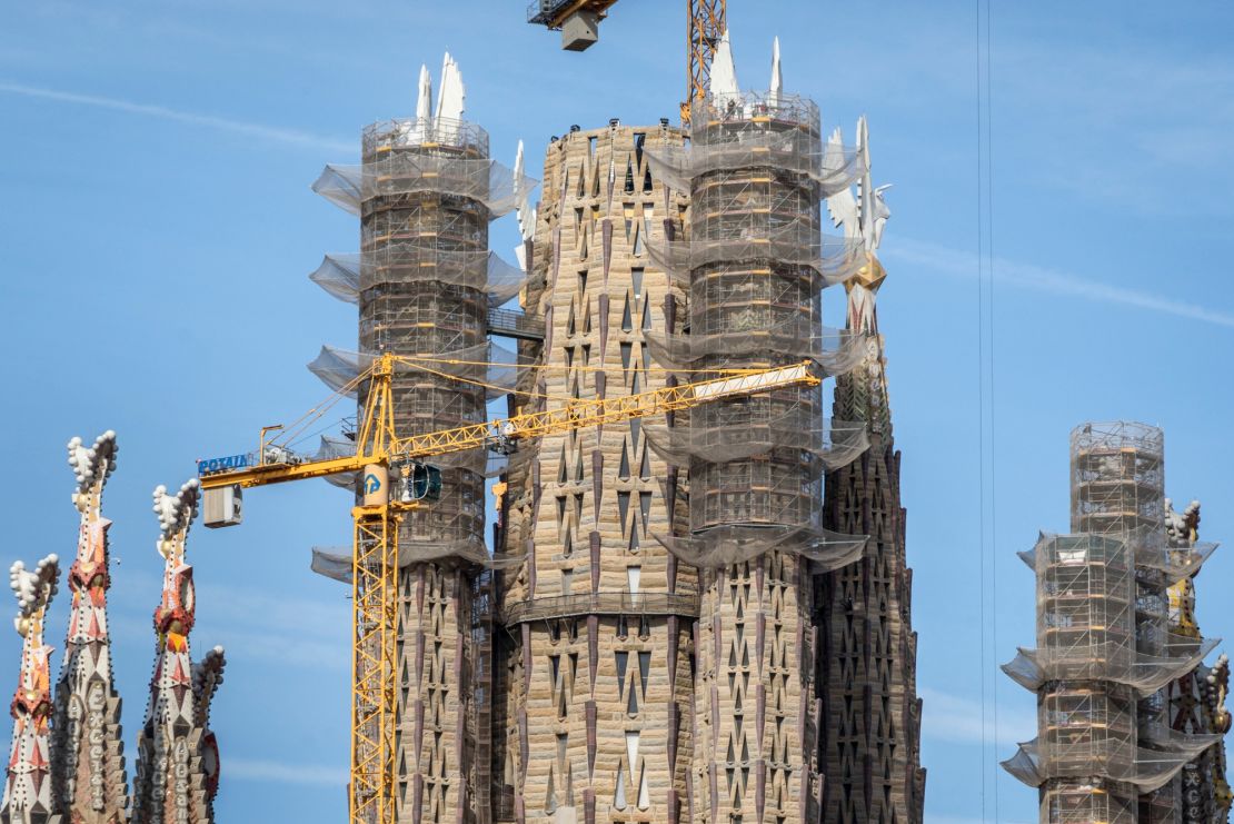 "The four towers of the Evangelists are finished!" the church announced with this picture on Facebook on Friday. 