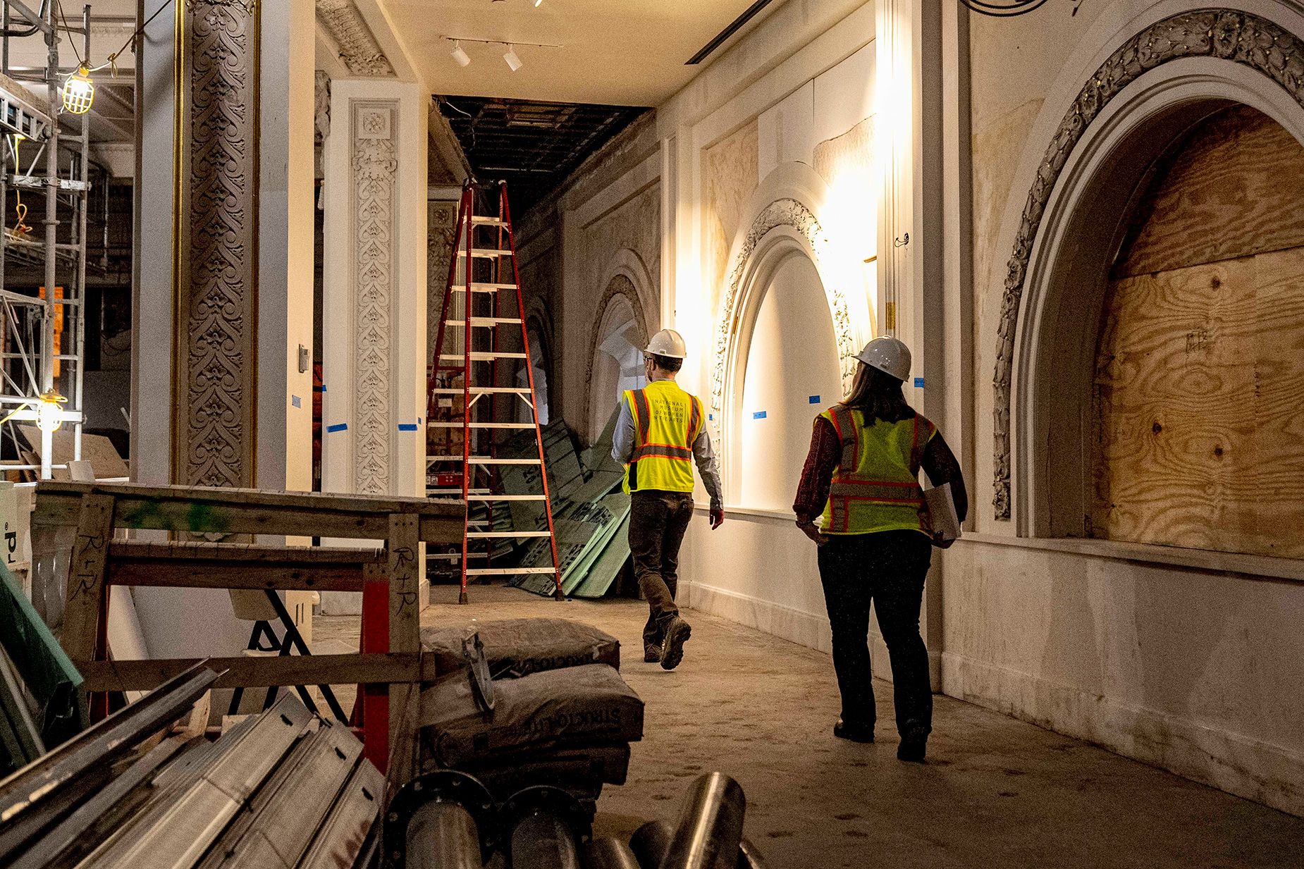 The Great Hall is visible during a media preview of a $67.5 million dollar major renovation of the National Museum of Women in the Arts in Washington, Wednesday, Feb. 15, 2023. The museum is set to reopen October 21, 2023. (AP Photo/Andrew Harnik)