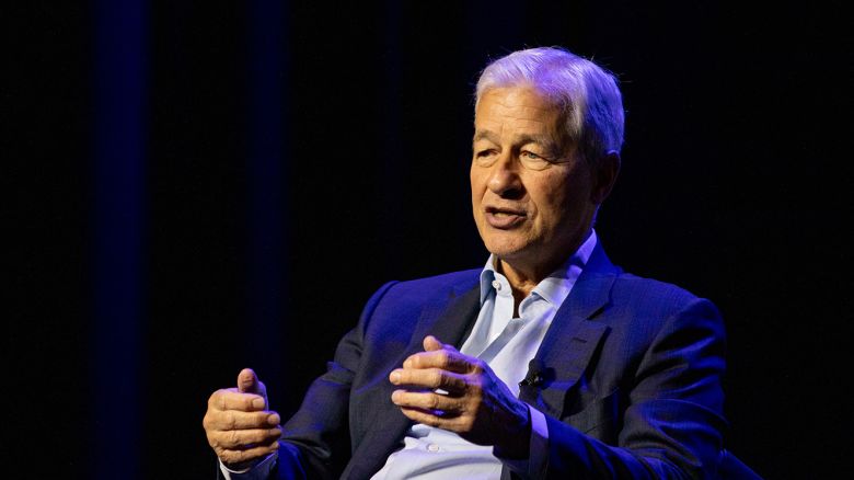 Jamie Dimon, chairman and chief executive officer of JPMorgan Chase & Co., speaks during an Economic Club of Detroit event in Detroit, Michigan, US, on Wednesday, Sept. 20, 2023. Dimon has warned for more than a year that, while the US economy is in good shape now, there are significant headwinds, including geopolitical tensions, a message he reiterated at a conference last week. 