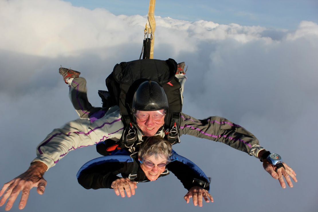 Emily's mother, Andrea Halnon, was also afraid to jump out of a plane, but she "met her fear with joy and determination," her daughter says.