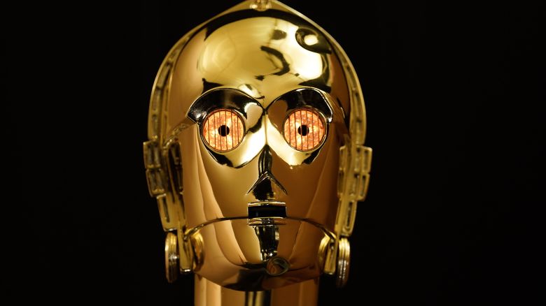 A screen matched light-up C-3PO head from the 1977 film 'Star Wars: A New Hope' (estimated £500,000 - 1,000,000) which is part of Anthony Daniels' personal collection during a preview for the showbiz memorabilia auction, at the Propstore in Rickmansworth, Hertfordshire. Picture date: Wednesday September 20, 2023. (Photo by Andrew Matthews/PA Images via Getty Images)