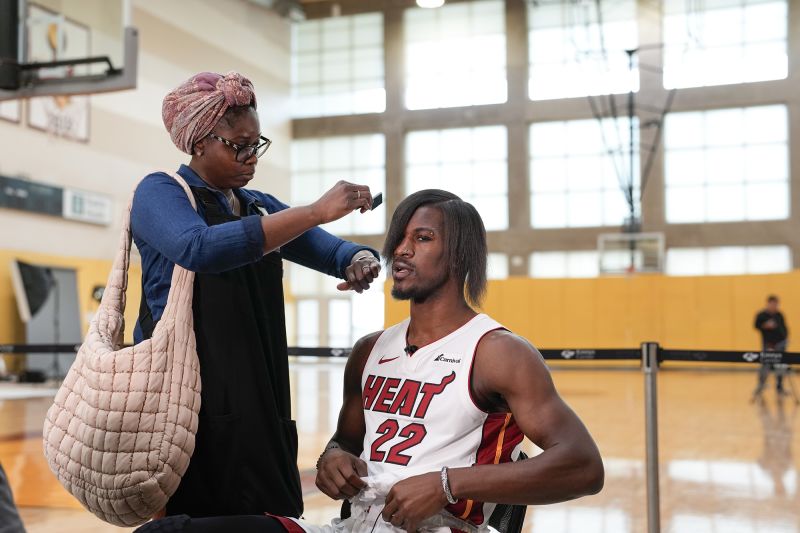 Jimmy Butler steals the show on NBA media day with emo phase look following Damian Lillard s trade to the Milwaukee Bucks CNN