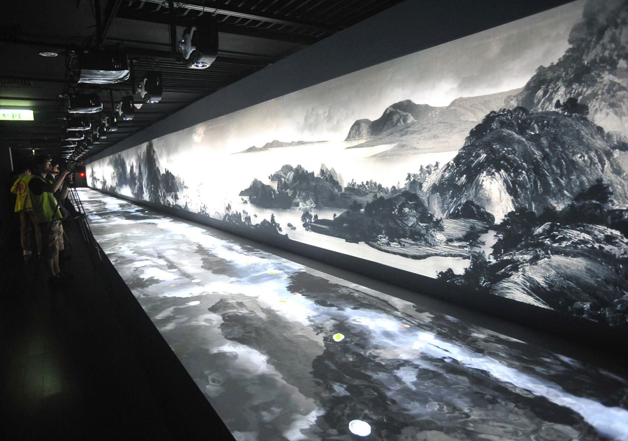 The Chinese painting "Dwelling in the Fuchun Mountains" displayed in its entirety in the National Palace Museum Taipei on June 1, 2011.