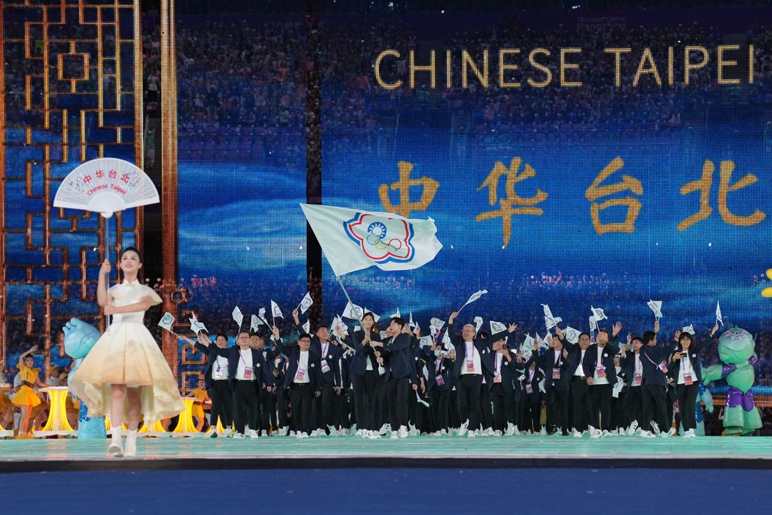 The Taiwan delegation at the opening ceremony of the Asian Games in Hangzhou, China, on September 23, 2023.