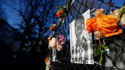 BOSTON, MA - NOVEMBER 16: A photograph of Elijah McClain is part of the "Say Their Names" memorial on Boston Common in Boston on Nov. 16, 2020. According to their website, "The Say Their Names Memorial is a nationwide initiative to honor Black lives lost to racial injustice, police brutality, and racism." The memorial will be on display in Boston Common until November 22nd. Elijah McClain was a 23-year-old Black man who died in 2019 after police in Aurora, Colo., restrained him with a chokehold that has since been banned. He went into cardiac arrest after being injected with ketamine and died a few days later. (Photo by Jessica Rinaldi/The Boston Globe via Getty Images)