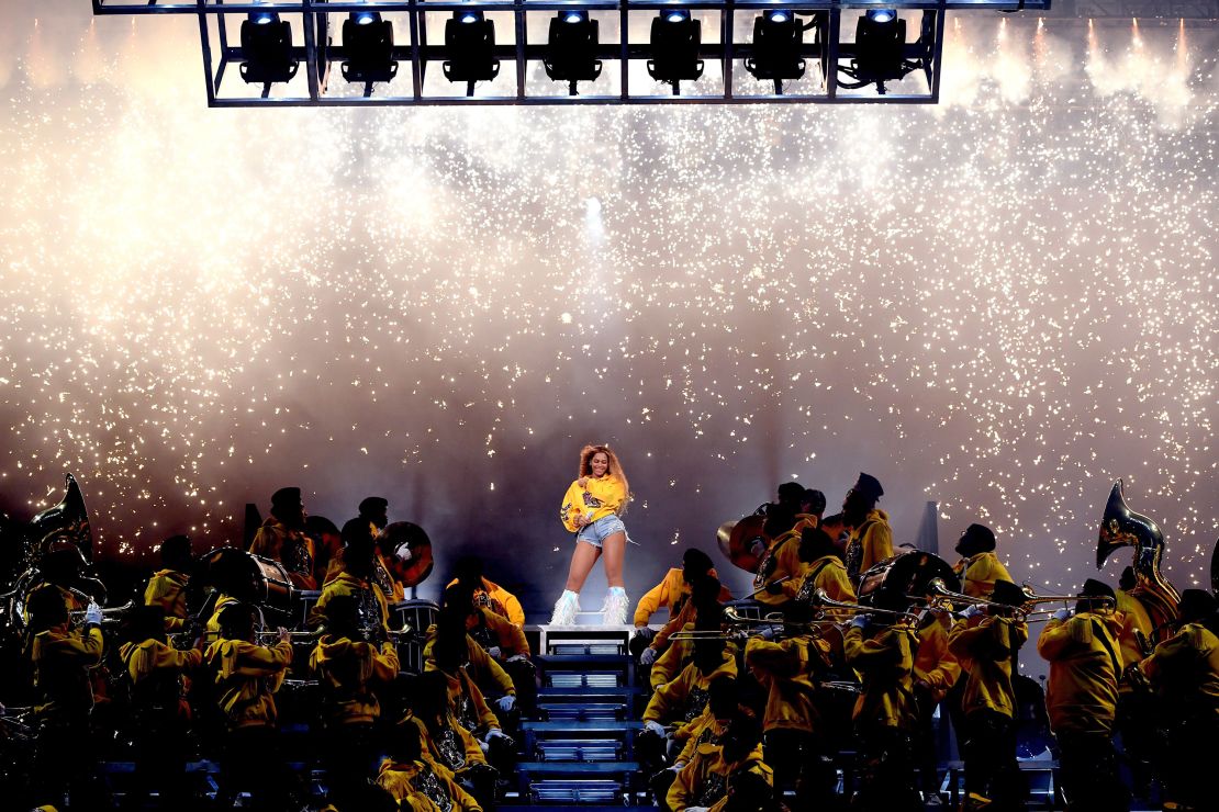 INDIO, CA - APRIL 14:  Beyonce Knowles performs onstage during 2018 Coachella Valley Music And Arts Festival Weekend 1 at the Empire Polo Field on April 14, 2018 in Indio, California.  (Photo by Larry Busacca/Getty Images for Coachella )