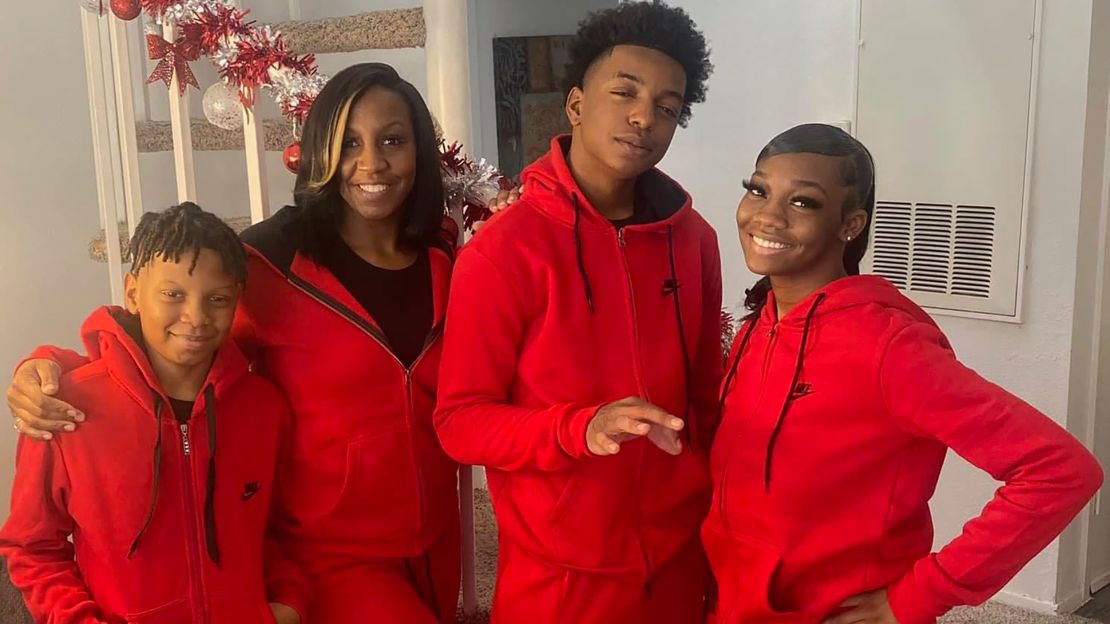 Trey'shawn Eunes, far left, with his mother and older siblings