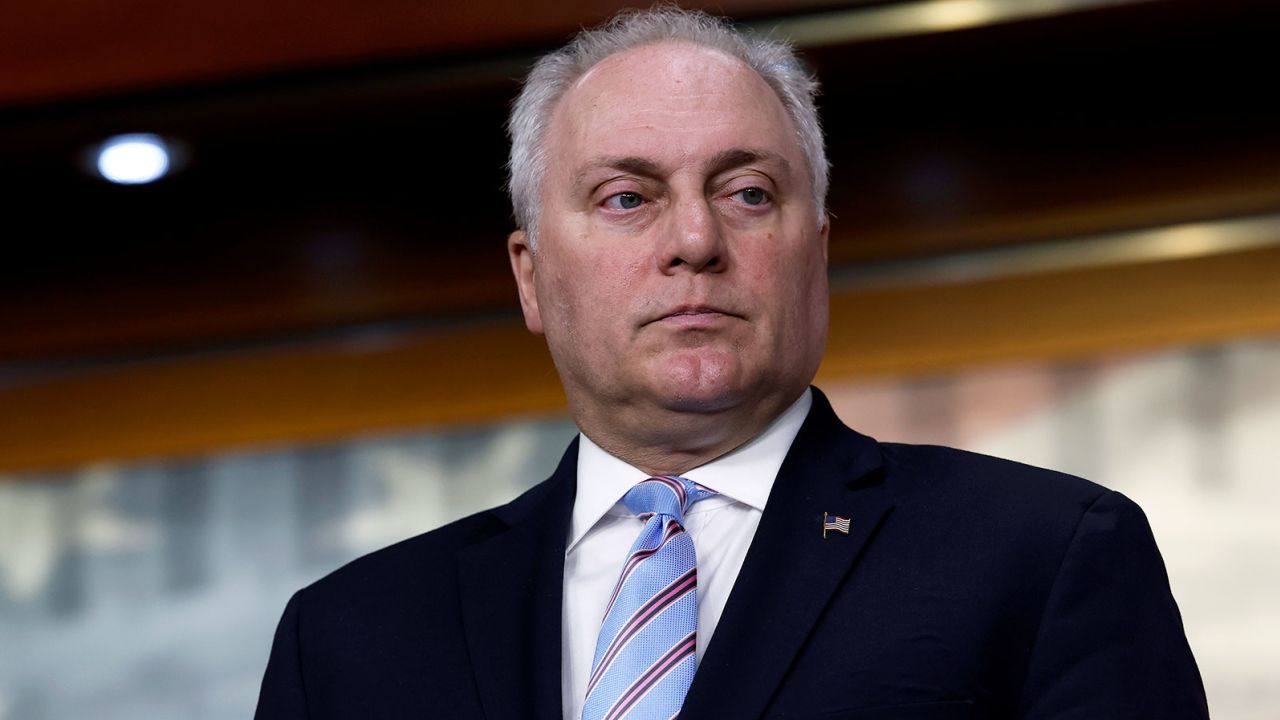 Rep. Steve Scalise listens during a news conference in the US Capitol Building on June 14, 2022 in Washington, DC.