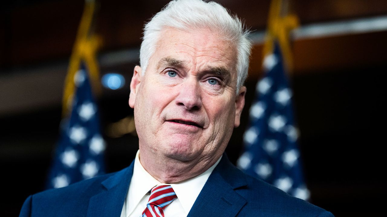 House Majority Whip Tom Emmer speaks during a news conference after a meeting of the House Republican Conference in the Capitol on Wednesday, September 27, 2023.