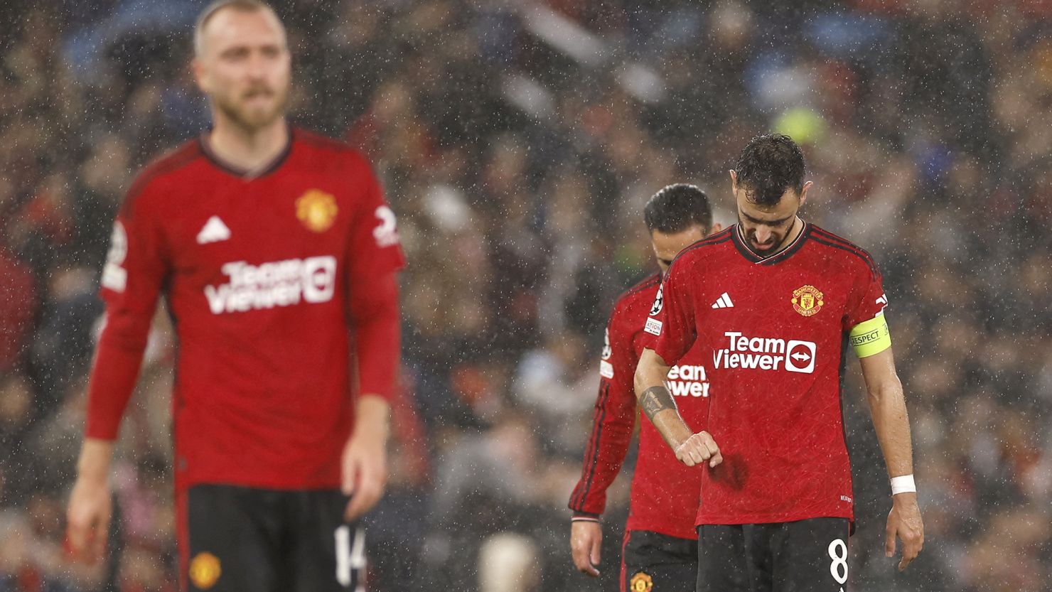 Soccer Football - Champions League - Group A - Manchester United v Galatasaray - Old Trafford, Manchester, Britain - October 3, 2023
Manchester United's Bruno Fernandes looks dejected after the match Action Images via Reuters/Jason Cairnduff