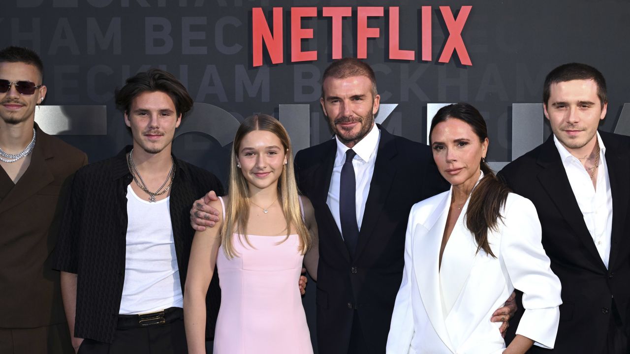 The Beckhams pictured with their four children.