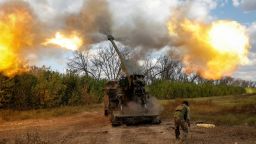 A Ukrainian serviceman fires a 2S22 Bohdana self-propelled howitzer towards Russian troops, amid Russia's attack on Ukraine, at a position in Donetsk region, Ukraine September 13, 2023. 