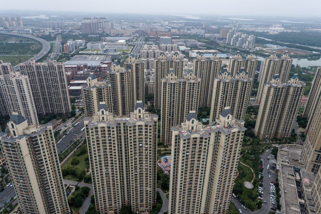 An Evergrande housing complex in Wuhan, in China's central Hubei province, on September 28, 2023 